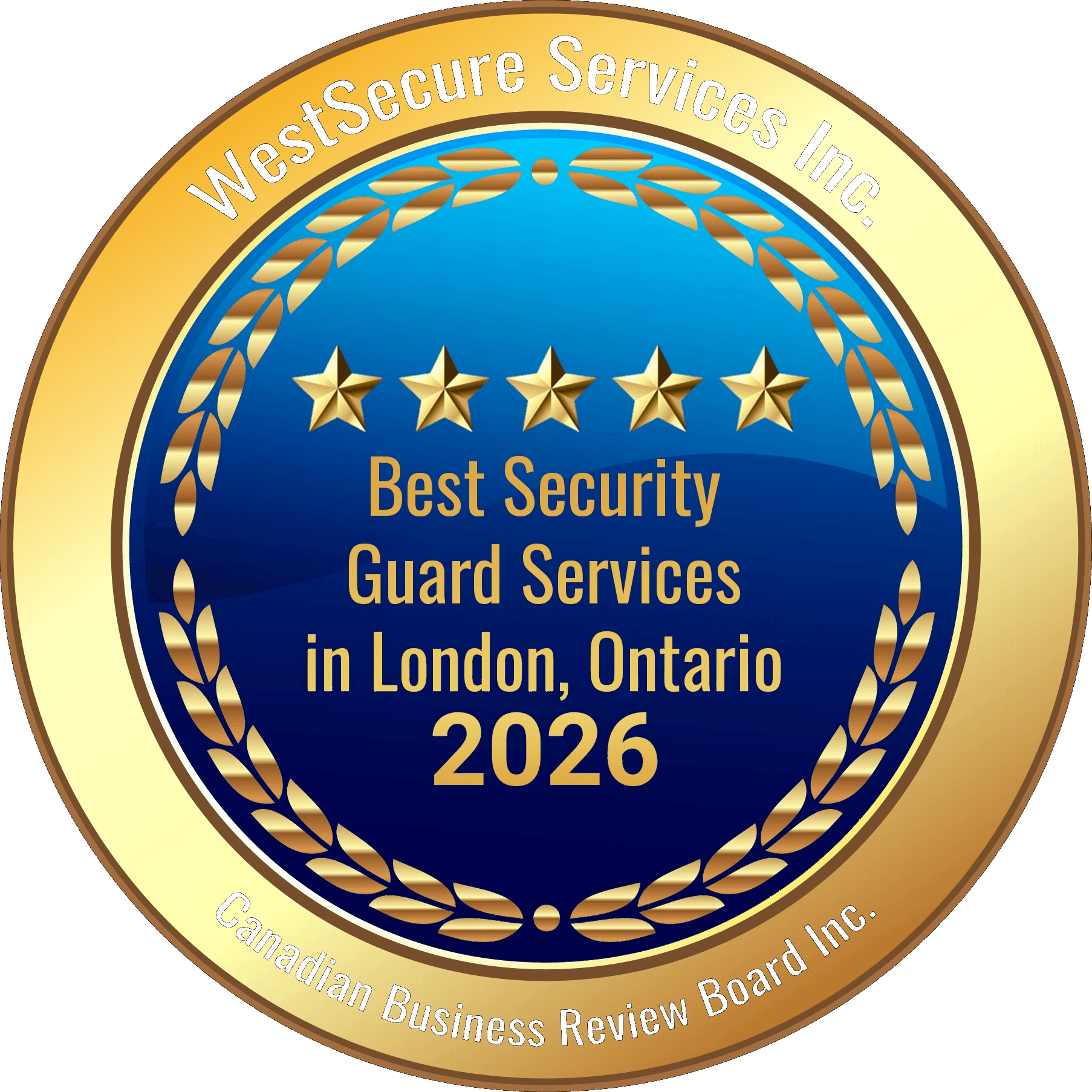 2026 best security guard services award badge for WestSecure Services Inc.
